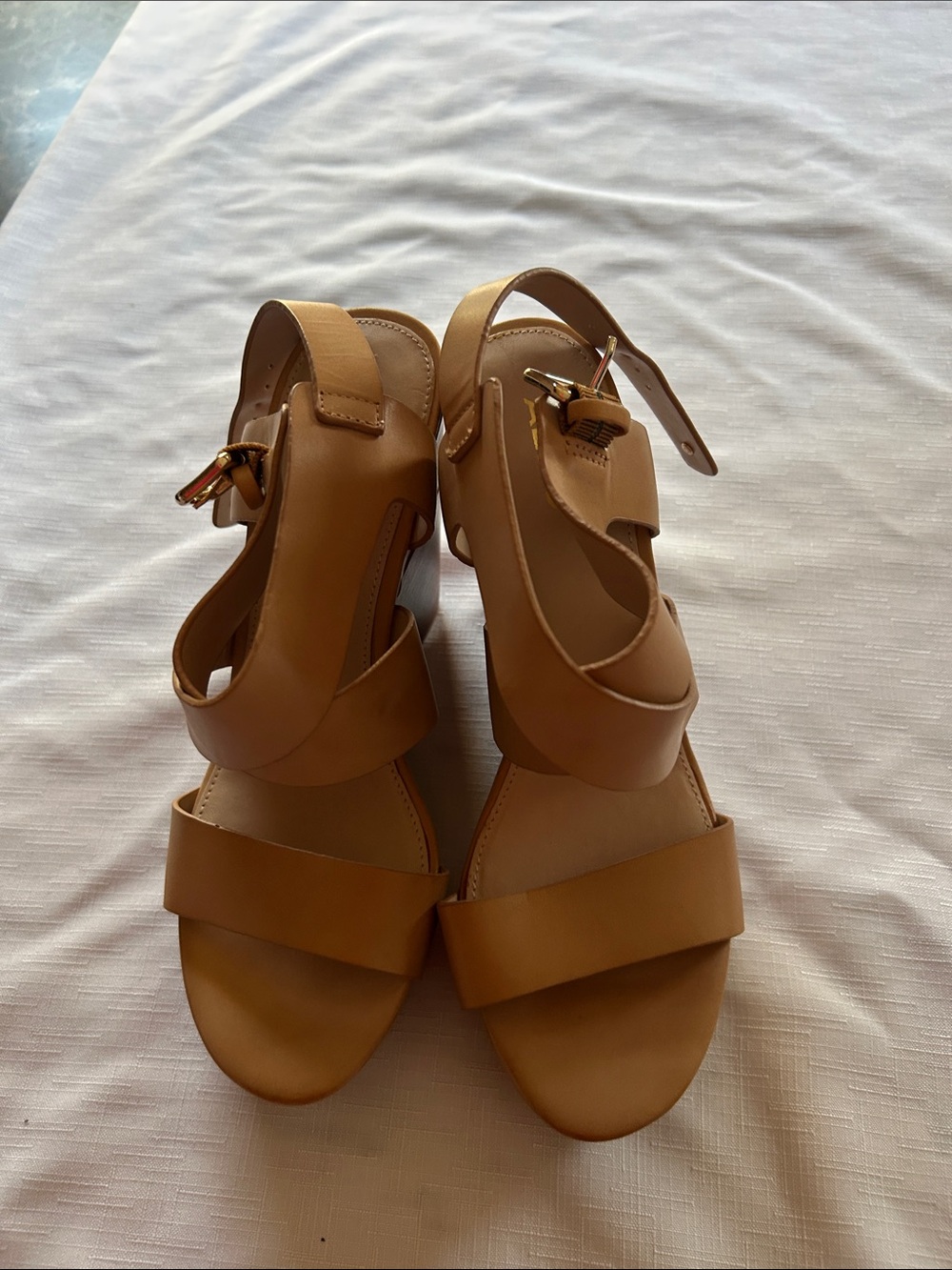 Aldo Tan Leather Slingback Wedge Sandals